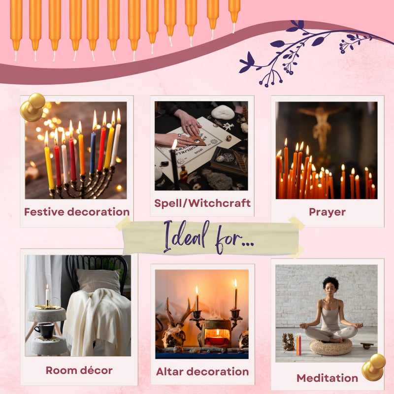 ladyrobyn Set of 20 Candles Chime Candles/Stick Candle/Spell Candle Set of 20 | Spell Candle | Unscented Spell Candles (Orange) - Image 3